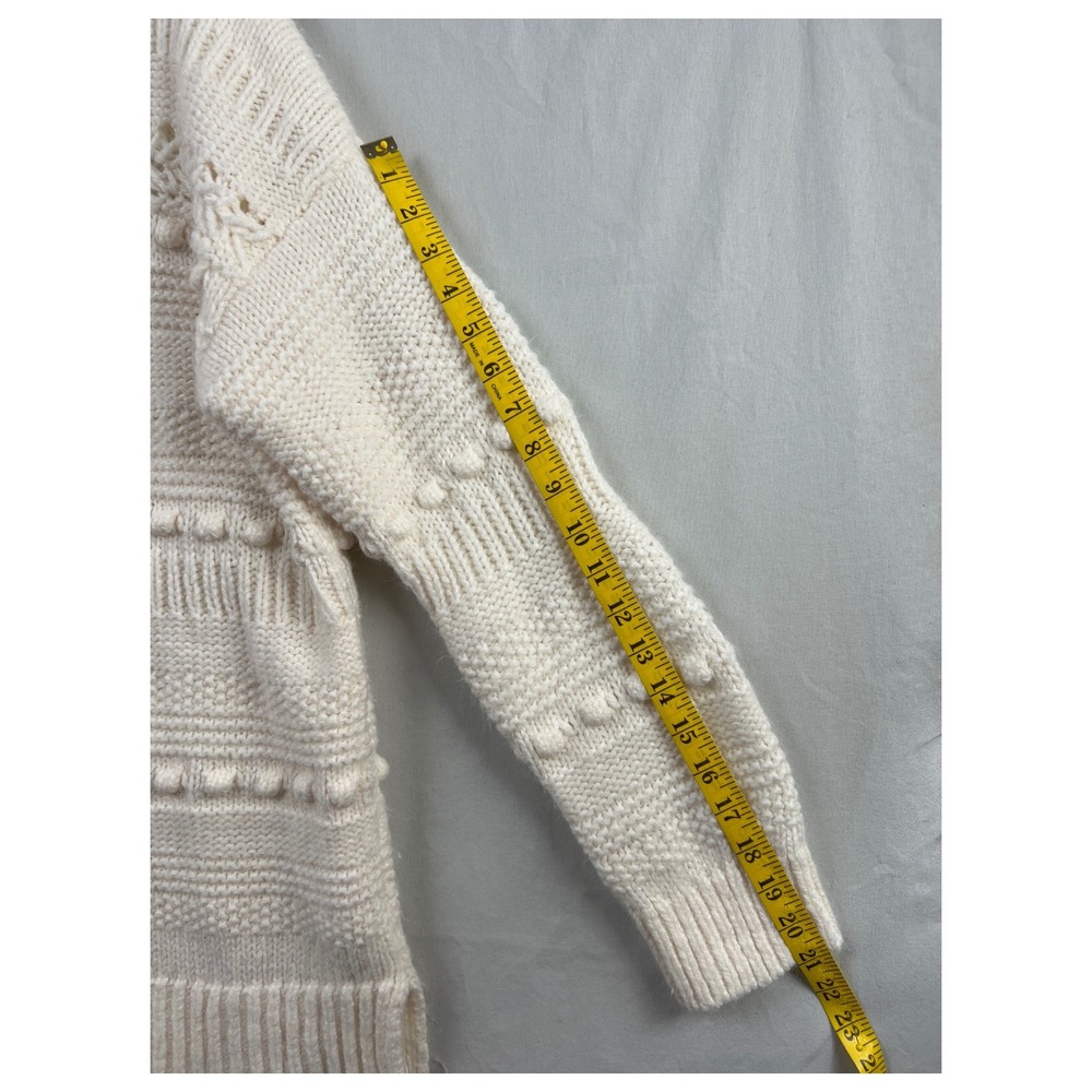Lou & Grey Sweater Womens Large Cream Alpaca Blend Bobble Mock Neck Chunky Knit - Picture 6 of 8